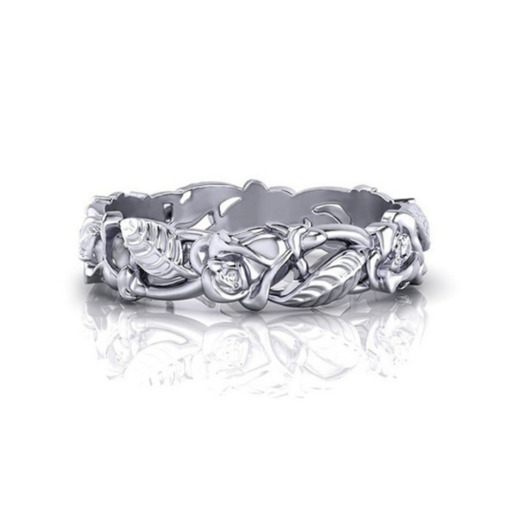 4/$12 NWOT Women's Size 6.5-7 Silver Floral Ring - Picture 2 of 9